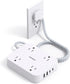 HANYCONY Flat Plug Extension Cord, 5ft Power Strip with 4 USB Ports(2 USB