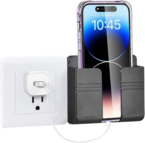 D1 Wall Mount Phone Holder, Stand with Adhesive and Data Cable Receiving Hole, Compatible with iPhone, TV Remote,