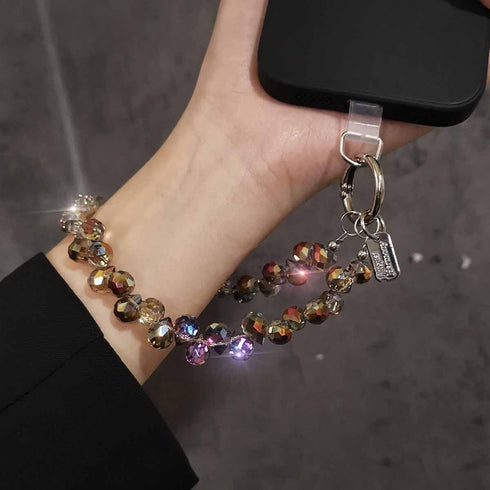 KuuGuu 2 PCS Crystal Beaded Phone Wrist Strap Sparkling Phone Charm Chain Cellphone Lanyard Chain Detachable Beaded