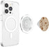 Minimalist Floral Line Art Boho Aesthetic Light Brown Cream PopSockets MagSafe PopGrip for iPhone