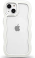 Anuck iPhone 13 Case - Wavy Edge Clear Back, Shockproof Soft TPU & Hard Bumper, Anti-Slip Grip, Cute Design for Women,