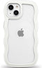 Anuck Wavy Edge Clear Back Design Case for iPhone 14 Plus, Anti-slip Grip Shockproof Soft TPU & Hard Bumper (White)