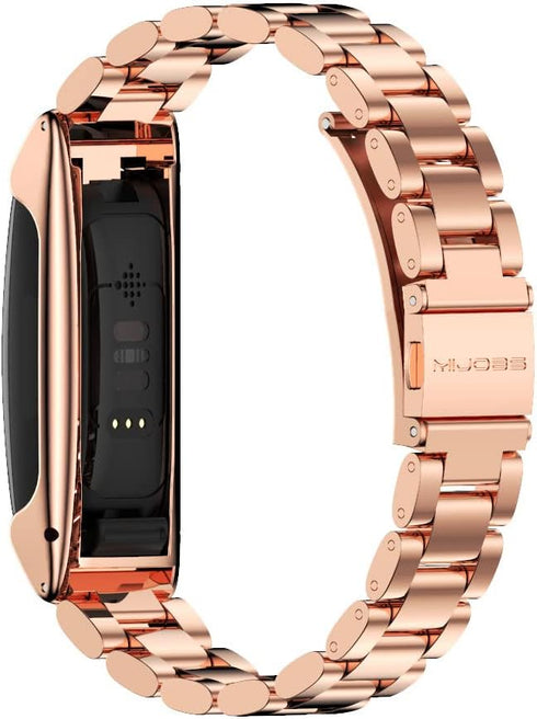 MIJOBS Stainless Steel Strap for Fitbit Inspire 2, Waterproof Metal Band Replacement for Women Men