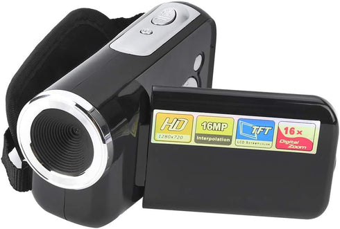 Video Camera Camcorder, 2inch TFT LCD Screen, HD Digital 16X Zoom Vlogging Camera for Kids Gift - Black