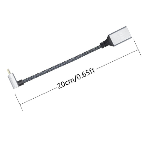 RIIEYOCA 4K Cable,90 4K etc.(20cm) Micro HDTV to HDTV Adapter Degree Up Angle Micro Male to Female Aluminum Short Nylon