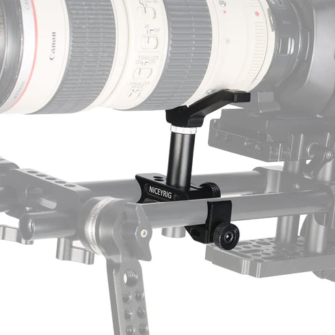 NICEYRIG 15mm LWS Rod Lens Support Y-Bracket, 64mm Vertical Adjustment for Heavy Long Lens Diameter 50mm to 140mm