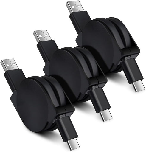 USB C Cable 3Pack 3.3FT Retractable Android Car Charger Phone Cord for iPhone 15/15 Pro/15 Pro Max/Samsung Galaxy S24