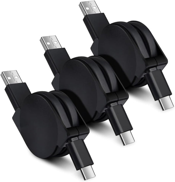 USB C Cable 3Pack 3.3FT Retractable Android Car Charger Phone Cord for iPhone 15/15 Pro/15 Pro Max/Samsung Galaxy S24
