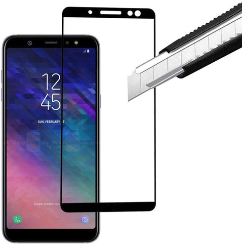 2 Pack Black Front High Clear Films, Bubble Free Tempered Glass Screen Protector for Samsung Galaxy A6 2018