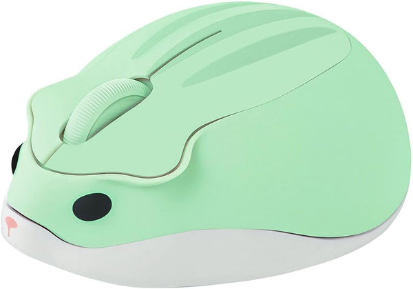 Hamster Shape Wireless Mouse - Cartoon Portable Animal Optical Cordless Mice for Travel, School Kids Gift (Green)