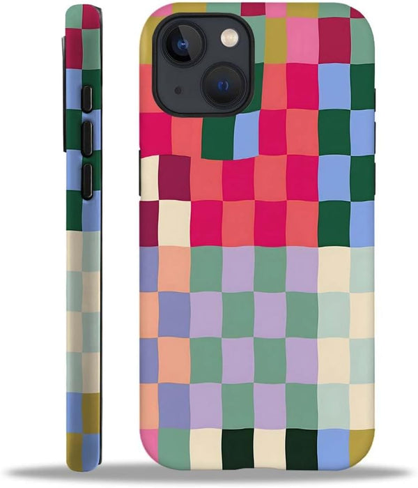 SEized iPhone 14 Case, Colorful Checkerboard, Durable Protection for Girl, Women, Boy, Men