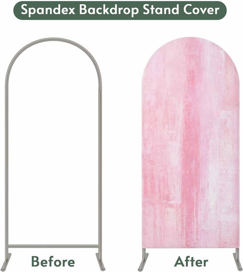 Jnbasdffb 7.2 Pink Wedding Arch Cover,Stretchy Spandex Arch Backdrop Stand Covers FT,Retro Oil Painting Modern Abstract