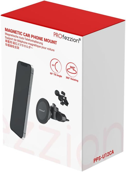 PROfezzion CD Slot & Vent Clip Combo Magnetic Phone Holder Compatible with MagSafe for iPhone 15 14 13 12 Pro Max Plus,