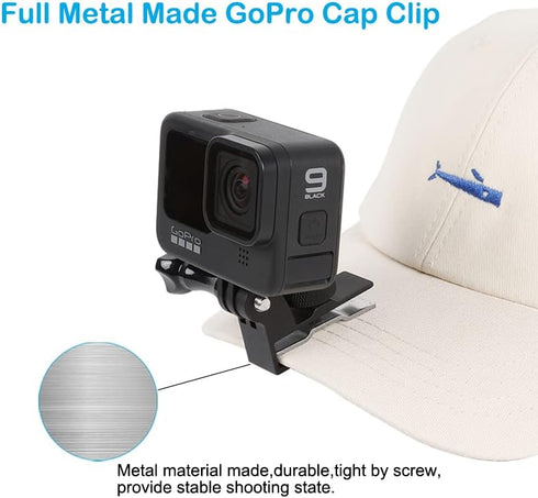 PellKing Baseball Cap Metal Clip Mount for GoPro Hero, DJI Osmo Action, Quick Release