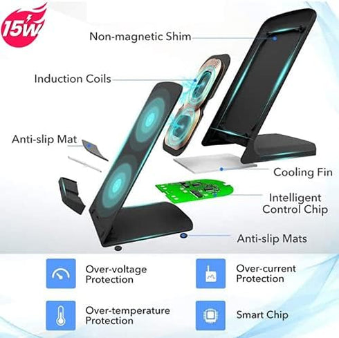 UrbanX Wireless Charger Stand, Qi-Certified for Motorola Moto Maxx, 10W Fast-Charging (No AC Adapter Included)