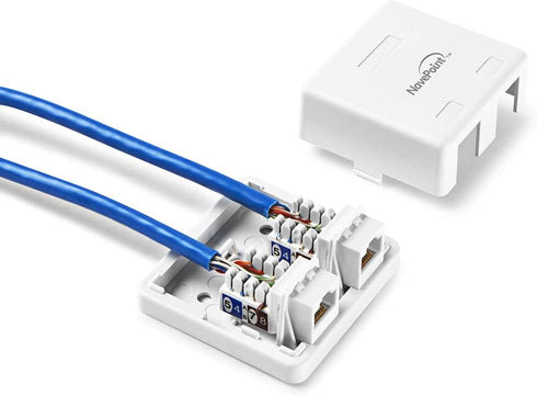 NavePoint Keystone Jack Surface-Mount Box, 2-Port White, 10-Pack
