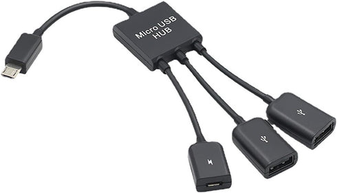 ljhnba 3in1 USB to 2 OTG 3 Port HUB Cable Splitter Micro-USB Type-C