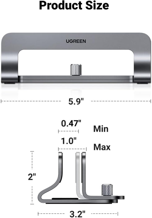 UGREEN 17.3 Inch Vertical Laptop Stand Holder for Desk Compatible with MacBook Pro, MacBook Air Stand Vertical Aluminum
