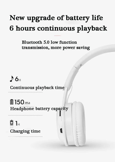 Upgraded Wireless Bluetooth Noise Cancelling Headphones with Mic, Fast Charging, Soft Earpads, Deep Bass, White