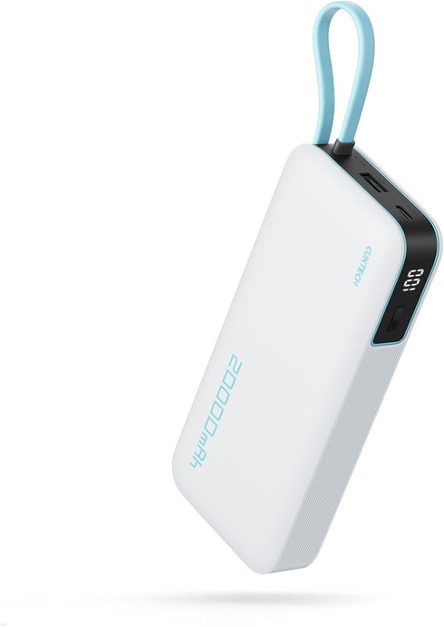 CUKTECH 20000mAh 45W Power Bank with Built-in USB C Cable, Fast Charging Battery Pack for iPhone 16/15 Pro Max, Samsung