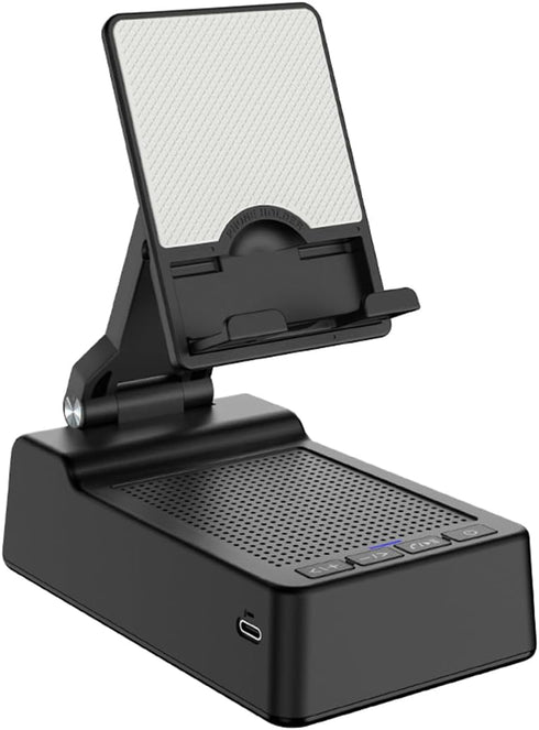 Birthday Gifts for Men, Cell Phone Stand with Wireless Bluetooth Speaker and Anti-Slip Base for Desk (Black)