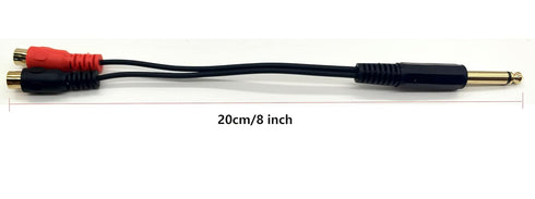 Qaoquda 6.35mm to 2 RCA Cable - Gold Plated 1/4 inch Mono TS Male to 2 Dual RCA Female Plug Y Splitter (8 Inch)