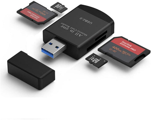 4 in 1 Card Reader USB2.0 to SD Micro SD TF MS MMC for Laptop PC, Smart Card Reader, Red