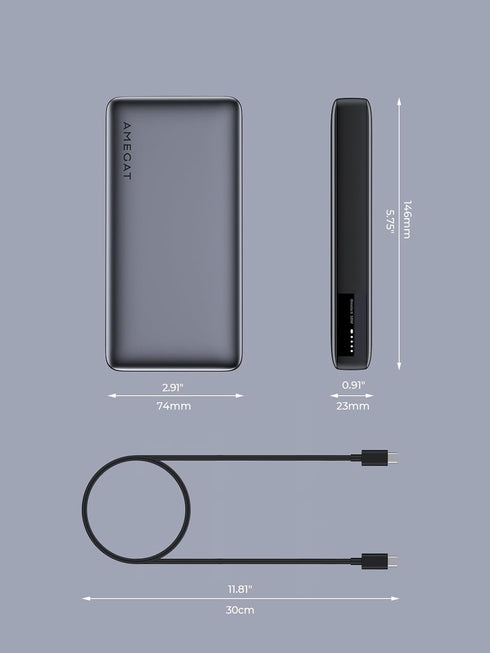 Power Bank 20000mAh, 30W USB C Portable Charger, PD Fast Charging 3-Port Battery Pack for iPhone 15/14/13/12 Series