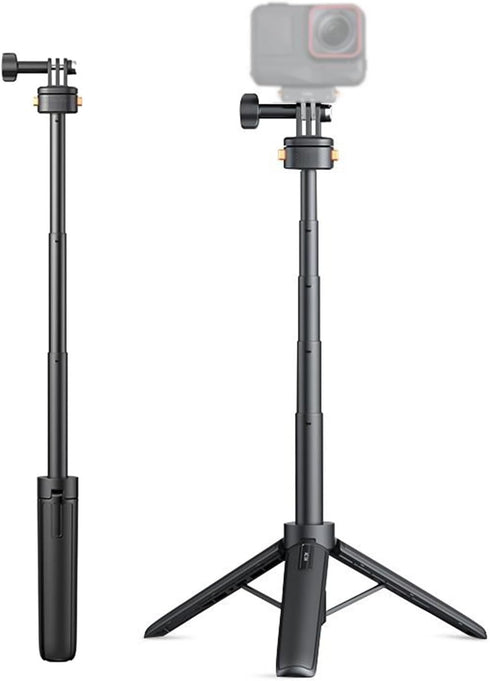 Yunseity Selfie Stick Tripod for Action Cameras, 7.5in-20.8in Extendable Tripod Stand with Magnetic