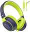 Kids Headphones, Volume Limited 85/96dB Wired Over-Ear/On-Ear Foldable Headset with Mic for School, PC, Tablet (Deep