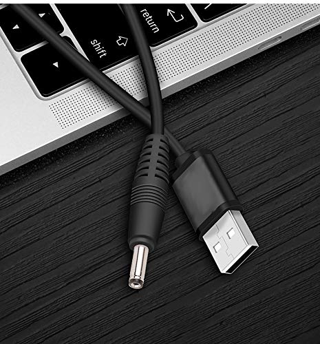 FitTurn 5V DC Power Cord USB to DC 3.5mm x 1.35mm Barrel Jack Adapter Connector Charging Cable (Black)