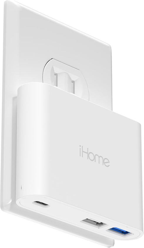 iHome 32W AC Pro Multi Port USB Wall Charger Block - Fast Charging Station with 3 USB Ports
