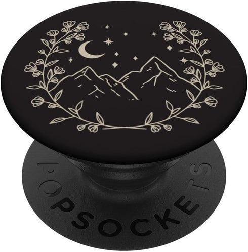 Cream Boho Floral Moon PopSockets Adhesive Grip