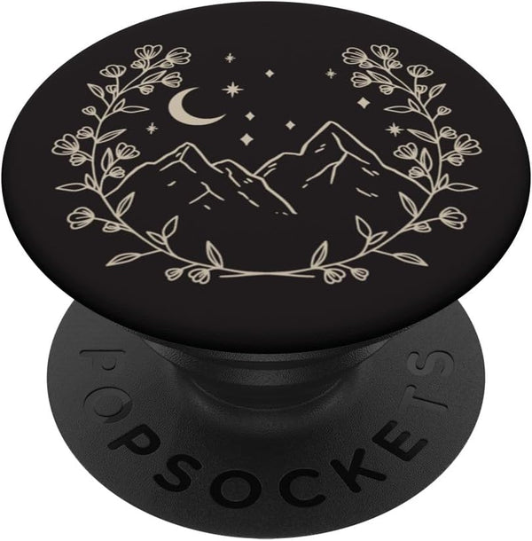 Cream Boho Floral Moon PopSockets Adhesive Grip