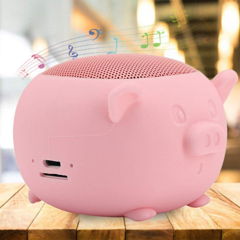 Socobeta Portable Lovely Pig Wireless Bluetooth 5.0 Speaker with Built-in Mic for Home/Travel (Pink)