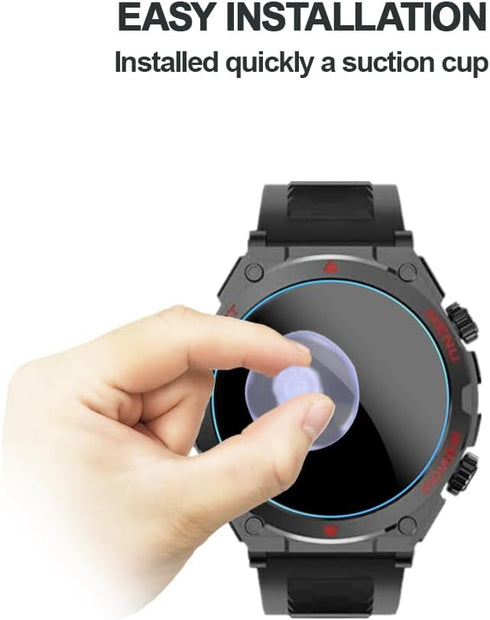 Screen Protector for S66 1.52-Inch Smart Watch, 9H Tempered Glass Protective Film Compatible for Jdcrsj/Lyaarka/Bvlrksc/Brhgph S66 Military Smart Watch (3PCS), transparent