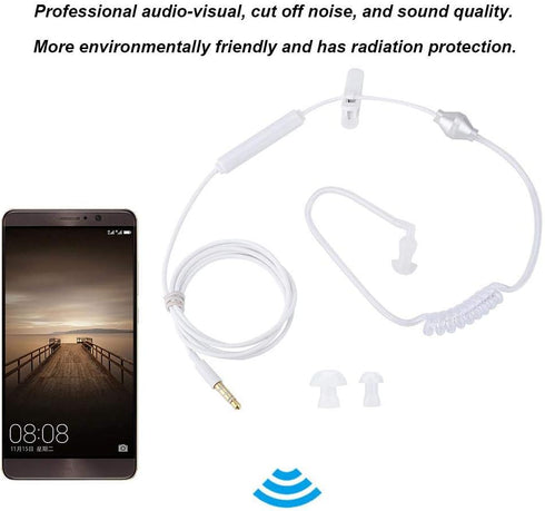 Yoidesu Universal 3.5mm Jack Acoustic Hollow Air Tube Earbuds, Wired Cell Phone Earpiece with Microphone (White)