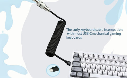 UIGOCLE (1.8 Custom Coiled USB C Cable for Gaming Keyboard, Double-Sleeved Mechanical Keyboard Cable with Detachable