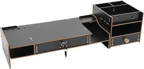 QUSKLISU Computer Monitor Stand, Computer Rack with Drawers, Two top Platforms Desk Organizer