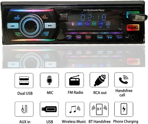 Generic 3050 12V MP3 7-Color Car Stereo Audio Player with Bluetooth Handsfree Calls, Music Play, FM Radio, Dual USB/AUX