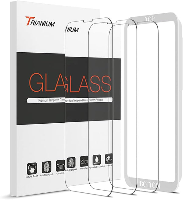 Trianium Tempered Glass Screen Protector for iPhone 13 Pro Max (2021), 3 Pack HD Glass 9H Film with Alignment Tool