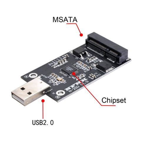 chenyang mSATA SSD to USB Adapter, Mini SATA mSATA SSD to USB 2.0 Hard Disk Drive Enclosure for 50mm mSATA SSD
