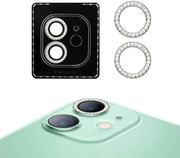 SVIBEE Camera Lens Protector for iPhone 11/12/12mini, Aluminum Alloy Lens Screen Cover Film, Rocky Crystal