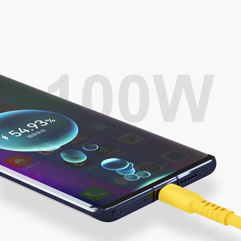 4 ft Yellow USB C Charger Cable, 100W Fast Charging, Silicone USB C to USB C for Samsung Galaxy, Pixel, Xiaomi, PS5