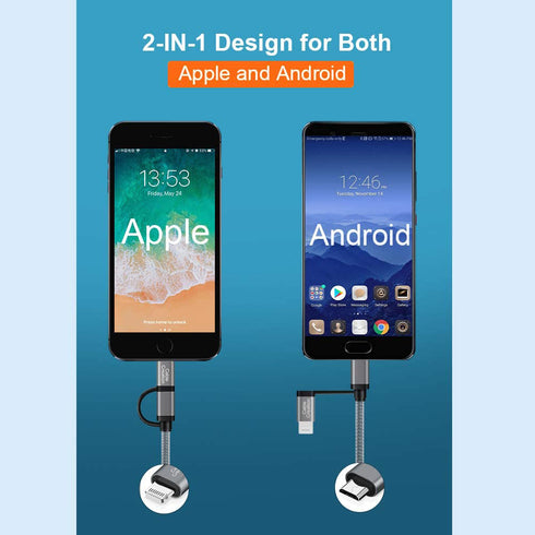 CableCreation 4FT 2-in-1 Charging Cable: MFi Certified Lightning & Micro USB for iPhone 13, 12, 11, X, 8, LG, HTC. Gray.