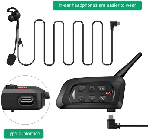 EJEAS V6C/V4C Plus Soccer Referee Headset with Microphone - Professional Coach Headphone Accessory, Type-C.