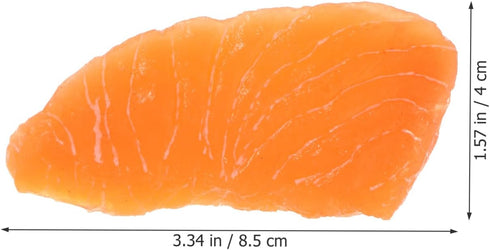 2pcs Garneck Simulated Salmon Slices Fake Food Model Realistic Meat Display Prop for Sushi Shop Restaurant Decor