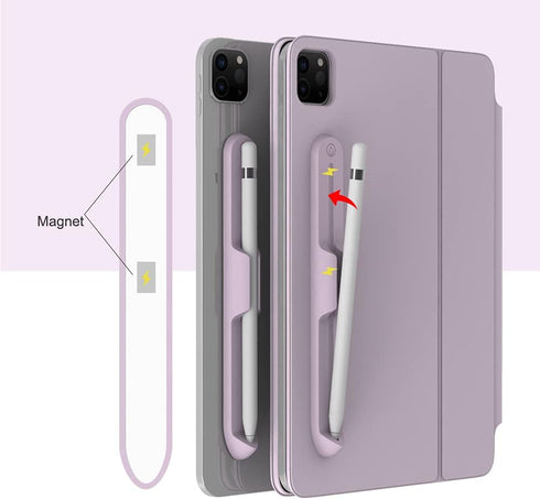 LOVE MEI Removable Silicone Holder for Apple Pencil 1st/2nd Generation, Strong Adhesive Magnetic Attach (Purple)