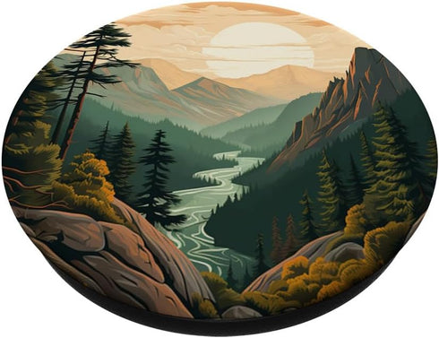 PopSockets Adhesive PopGrip, Mountains Wilderness Forest Hiking Pine Tree Nature.