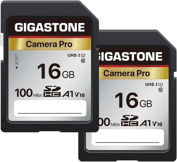 Gigastone 16GB SDHC Memory Card, Pro Series, Pack of 2, Speed up to 100MB/s, Compatible with Canon, Nikon, Sony